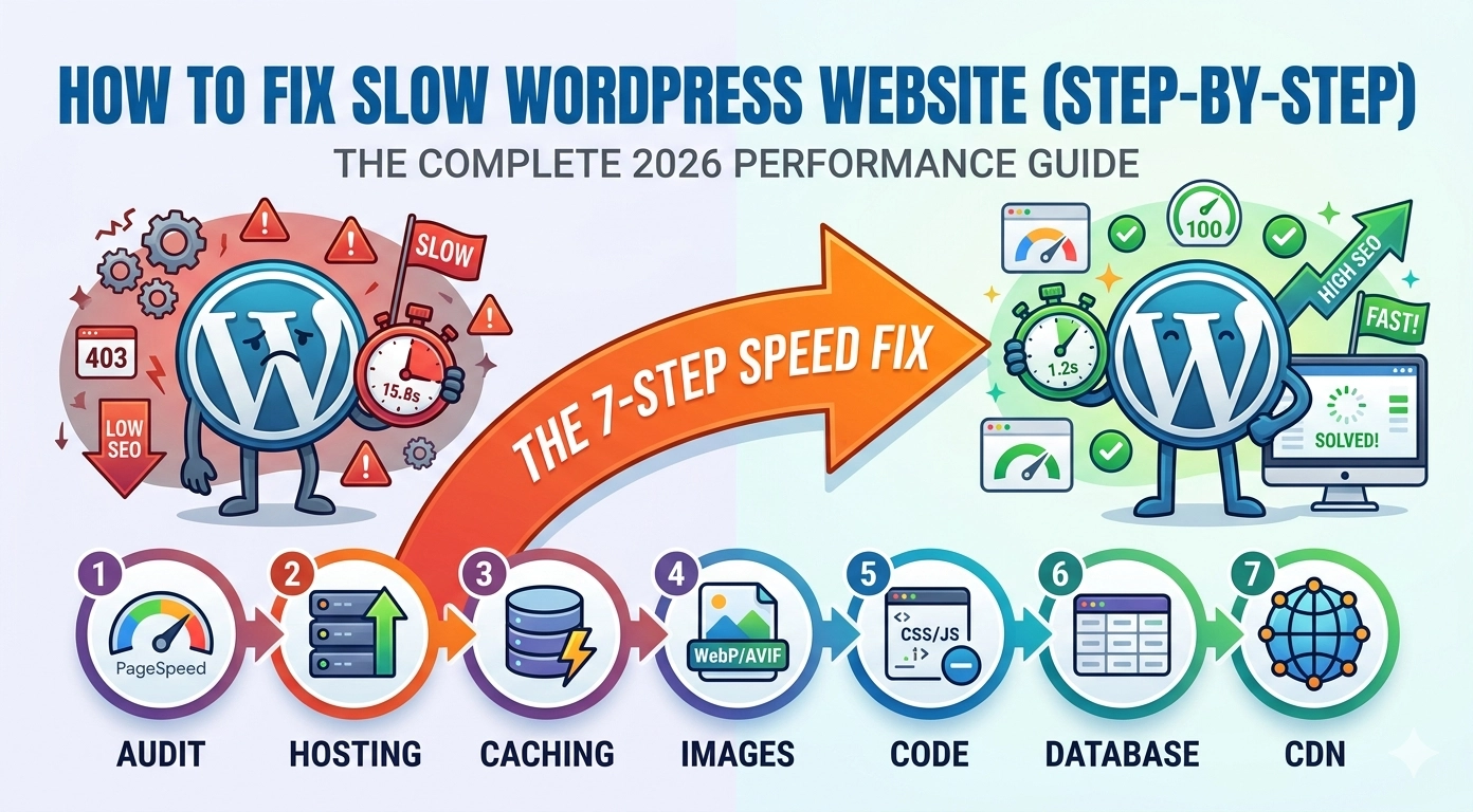 How to Fix Slow WordPress Website (Step-by-Step) Guide for 2026
